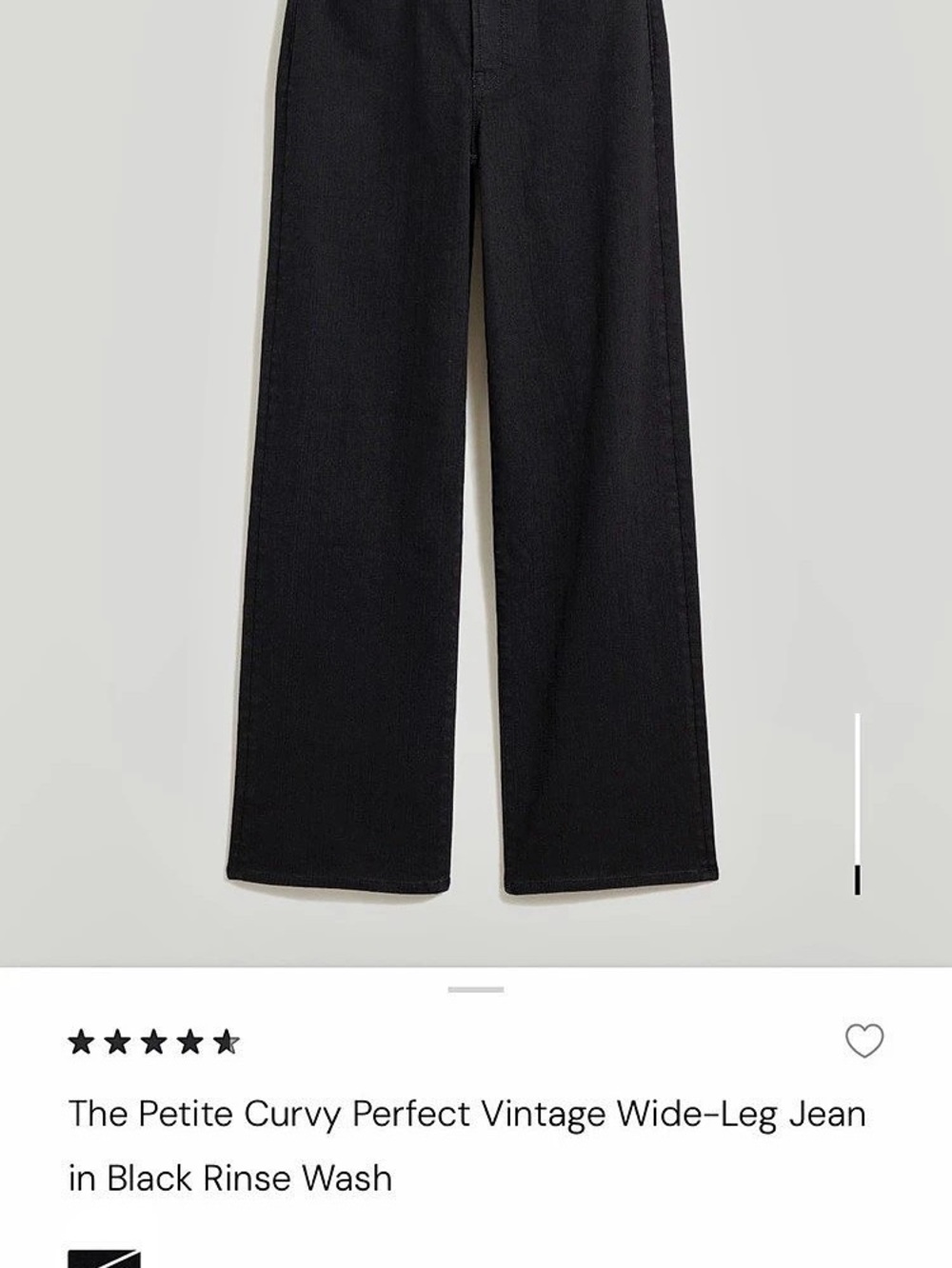 Madewell Curvy Perfect Vintage Wide-Leg Jean- Black Petite 30